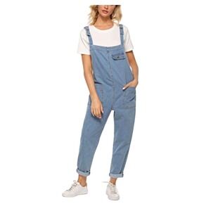 Shein Denim Overalls Womens Light Blue Bib Overalls Jeans Casual Jumpsuit Romper